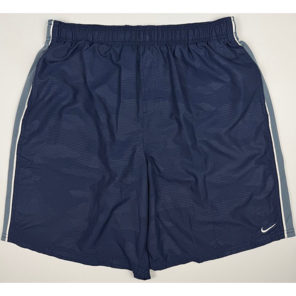 Nike Mens Athletic Shorts Navy Blue Dri Fit Mesh Lined Swoosh Size XL